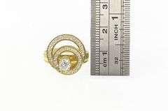 14K Yellow Gold Round Spinner Busy CZ Sparkly Statement Ring