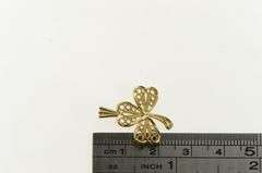 14K Yellow Gold Filigree Clover Shamrock Good Luck Lucky Charm/Pendant