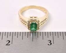 Outstanding Emerald And Diamond Ring In 14K Yellow Gold