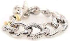 David Yurman Oval Two Tone Link Bracelet in Bonded 18K and Sterling