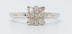 14kt Solid White Gold & Diamond Ring