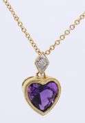 Attractive Heart Amethyst and Diamond Pendant on Chain w Matching Earrings