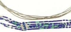 Sterling Silver Azurite Beaded Liquid Silver Southwestern Necklace