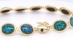 Gorgeous Yellow Gold Opal Mosiac Triplet Bracelet