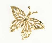 14K Yellow Gold Diamond Cut Butterfly Change Vintage Charm/Pendant