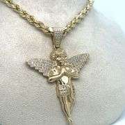 14K YELLOW GOLD ANGEL NECKLACE WITH CUBIC ZIRCONIA STONES
