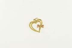 14K Yellow Gold Heart Bow Promise Valentine Black Hills Charm/Pendant