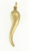 14K Yellow Gold Traditional Italian Horn Brushed Finish Charm/Pendant