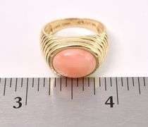 Noble Pink Agate Gem Ring In 14K Yellow Gold