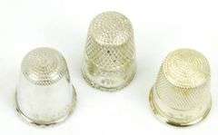 3 Pretty Antique Sterling Silver Thimbles
