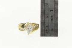 14K Yellow Gold Marquise Cubic Zirconia Bypass Statement Ring