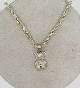 14K YELLOW GOLD SPARKLING BEAR CHARM NECKLACE
