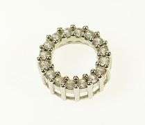 14K White Gold Classic Circle Round CZ Inset Pendant