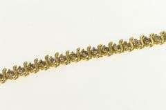 10K Yellow Gold 2.00 Ctw Wavy Link Diamond Classic Tennis Bracelet
