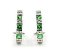Fantastic White Gold Tsavorite Garnet and Diamond Hook earrings