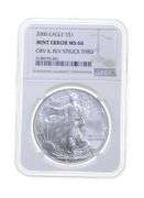 MS66 MINT ERROR 2000 American Silver Eagle - OBV & REV Struck Thru NGC