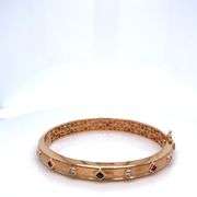 14K ROSE GOLD BANGLE WITH CUBIC ZIRCONIA STONES