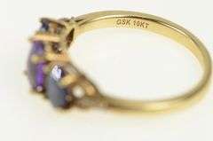 10K Yellow Gold Amethyst Sapphire Diamond Vintage Ring