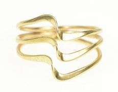 14K Yellow Gold 1960's Layered Wavy Curvy Statement Band Ring