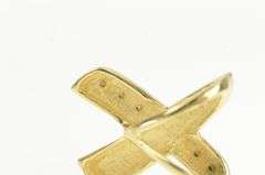 14K Yellow Gold Diamond Syn. Black Opal Inlay X Criss Cross Pendant