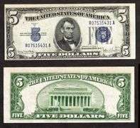 $5 1934-D Silver Certificate Fr. 1654 Gorgeous Blue Seal and SN's Crisp Unc.