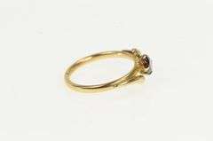 14K Yellow Gold Oval Garnet Vintage Retro Bypass Statement Ring