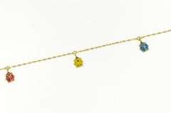 18K Yellow Gold Enamel Rainbow Lady Bug Lucky Charm/Pendant