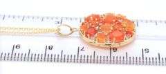 Handsome Yellow Gold Mexican Fire Opal and Diamond Pendant on Chain