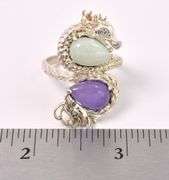 Purple And Light Green Gemstone Ring In Sterling Silver