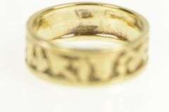 10K Yellow Gold Masonic Symbols Motif 7.5mm Free Mason Men's Ring