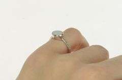 14K White Gold Oval Natural Opal Diamond Accent Vintage Ring