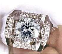 Men's Huge Sparkling 3 Ct Fire Moissanite Ring