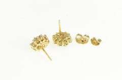 14K Yellow Gold Oval Sapphire Diamond Halo Vintage Stud Earrings