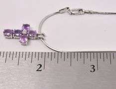 Purple Amethyst Cross Pendant Necklace In Sterling Silver