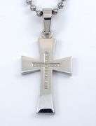 Fashionable Unisex Steel Cross with Diamonds