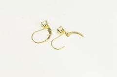 14K Yellow Gold Round Cubic Zirconia Solitaire Lever Back Earrings