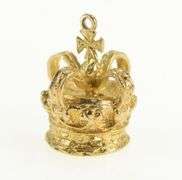 9K Yellow Gold 3D Crown Jewels Queen King Royal Charm/Pendant