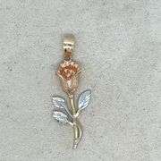 14K GOLD 3 TONE ROSE CHARM NECKLACE