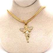 14K YELLOW GOLD ANGEL CHARM WITH CHAIN