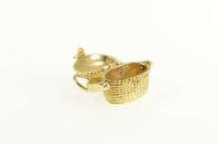 14K Yellow Gold 3D Articulated Longaberger Picnic Basket Charm/Pendant