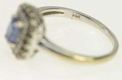 14K White Gold EFFY Oval Tanzanite Diamond Halo Engagement Ring