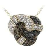 18k Gold over Sterling Silver Champagne Diamond, Black Diamond Accent & White Topaz Necklace