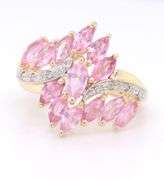 Attractive Yellow Gold Marquoise Pink Sapphire and Diamond Cocktail Ring