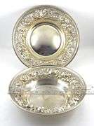 Lovely Pair of Hand-Chased Stieff Sterling 5.5" Dishes