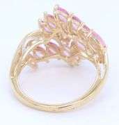 Attractive Yellow Gold Marquoise Pink Sapphire and Diamond Cocktail Ring