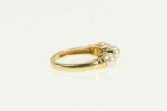 10K Yellow Gold Pearl Diamond Accent Vintage Statement Ring