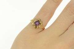 14K Yellow Gold 1960's Natural Star Ruby Leaf Design Vintage Ring