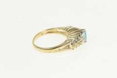 14K Yellow Gold Marquise Blue Topaz Diamond Cluster Band Ring
