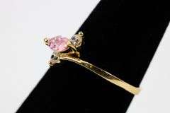 14k Yellow Gold Sideways Marquise Pink CZ Ring Size 7.5