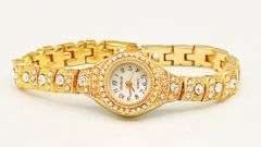 LADIES GENEVA & GEMSTONE WATCH-18KT GP